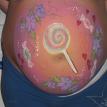 Prenatal Belly Painting Candy flowers diamonds